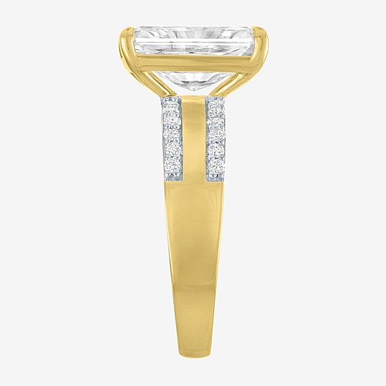 Bridal Addiction (E-F / Vs1-Vs2) Womens 4 1/4 CT. T.W. Lab Grown White Diamond 14K Gold Rectangular Side Stone Engagement Ring