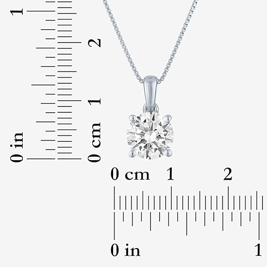 (G-H/Si1-Si2) Womens 1 1/2 CT. T.W. Lab Grown White Diamond 14K Gold Over Silver Round 16 Inch Pendant Necklace