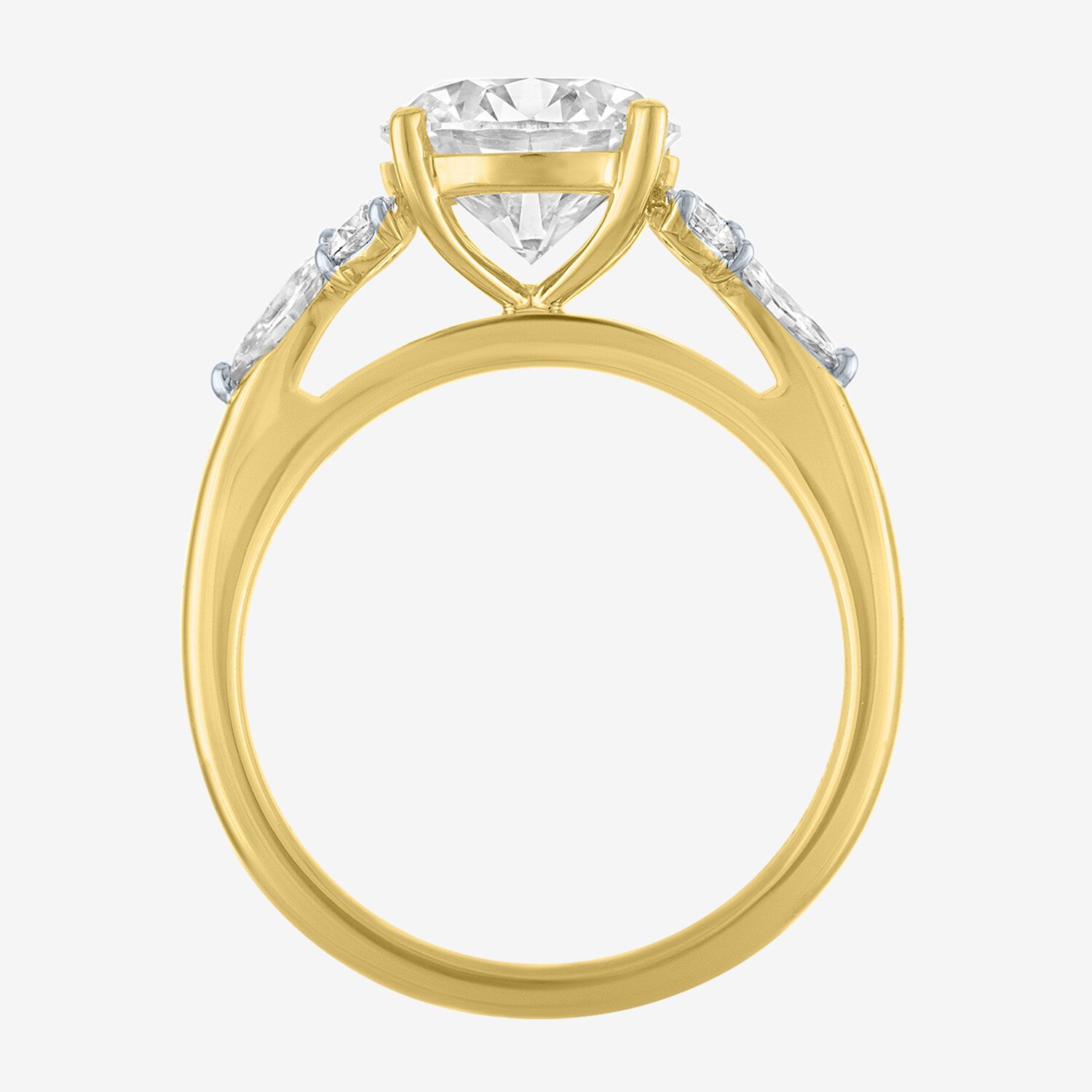 Bridal Addiction (E-F / Vs1-Vs2) Womens 3 CT. T.W. Lab Grown White Diamond 14K Gold Round Side Stone Engagement Ring
