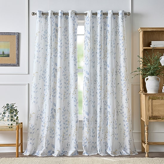 Martha Stewart Spring Blooms Grommet Top Sheer Single Curtain Panel