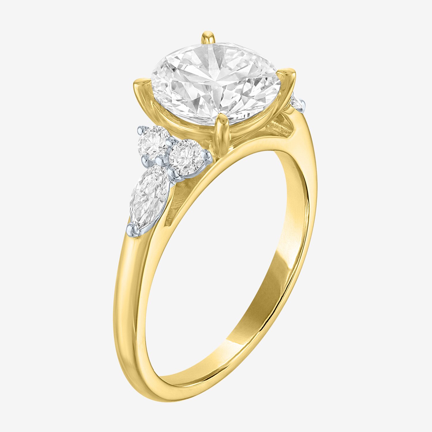 Bridal Addiction (E-F / Vs1-Vs2) Womens 3 CT. T.W. Lab Grown White Diamond 14K Gold Round Side Stone Engagement Ring