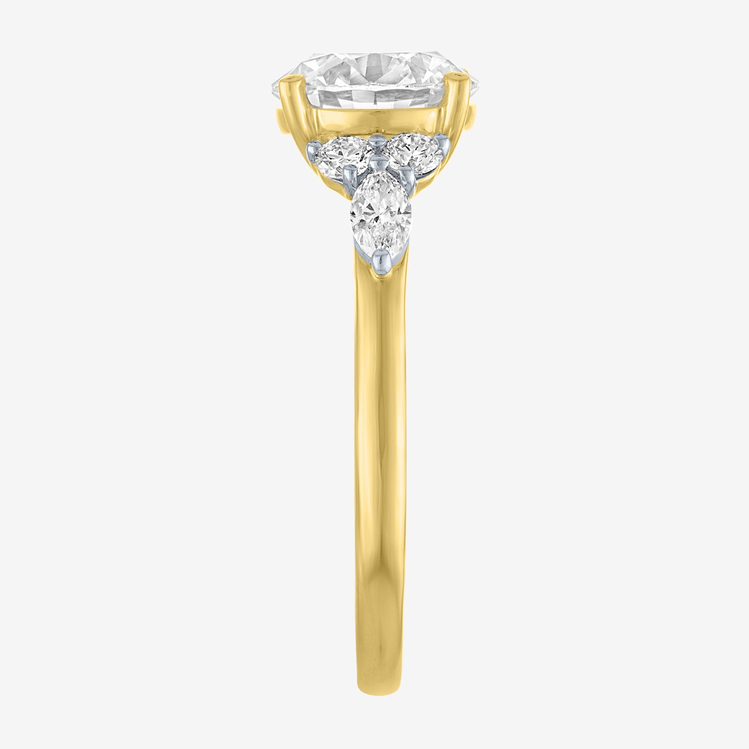 Bridal Addiction (E-F / Vs1-Vs2) Womens 3 CT. T.W. Lab Grown White Diamond 14K Gold Round Side Stone Engagement Ring