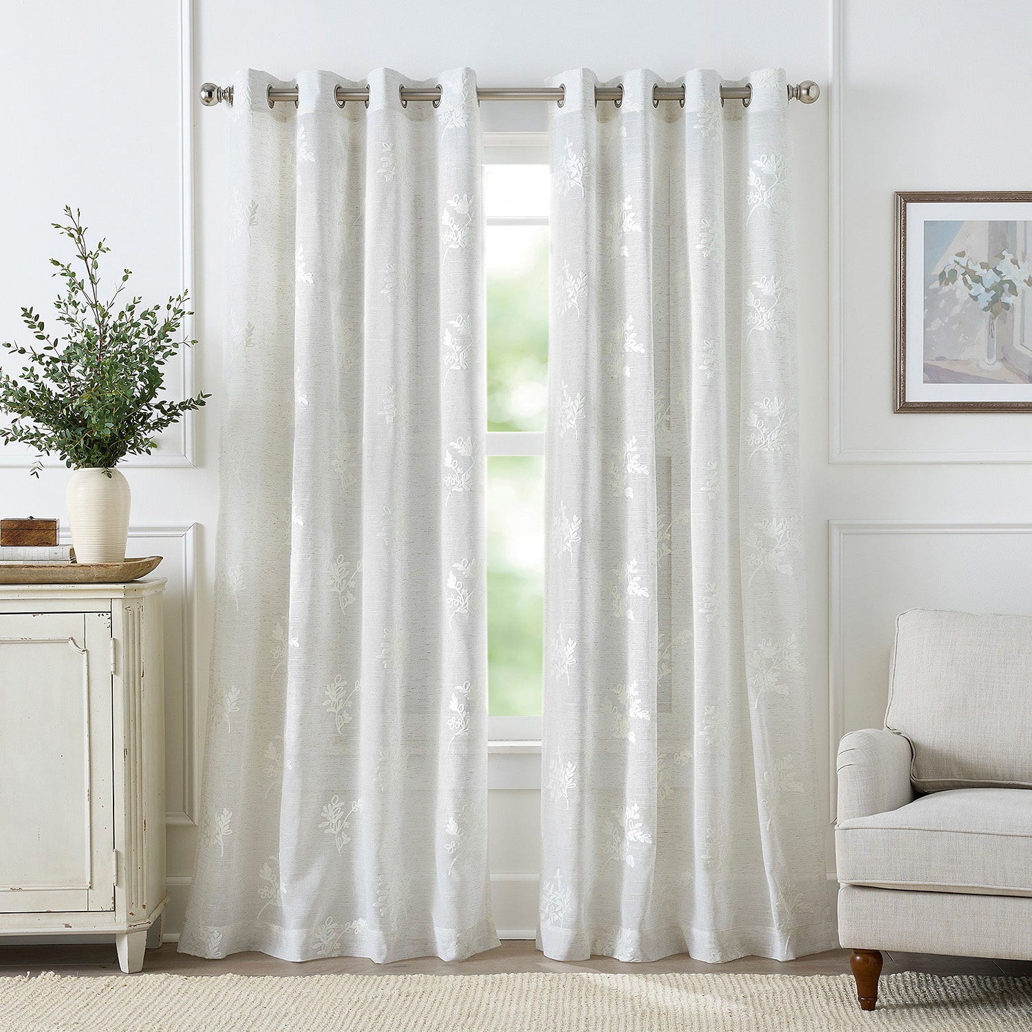 Martha Stewart Soriah Grommet Top Sheer Single Curtain Panel