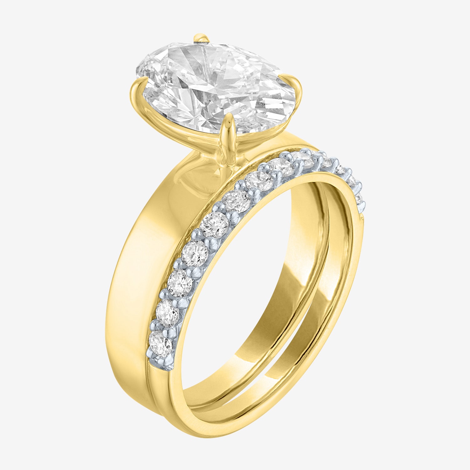 Bridal Addiction (E-F / Vs1-Vs2) Womens 3 1/3 Ct. T.W. Lab Grown White Diamond 10K Gold Oval Solitaire Set