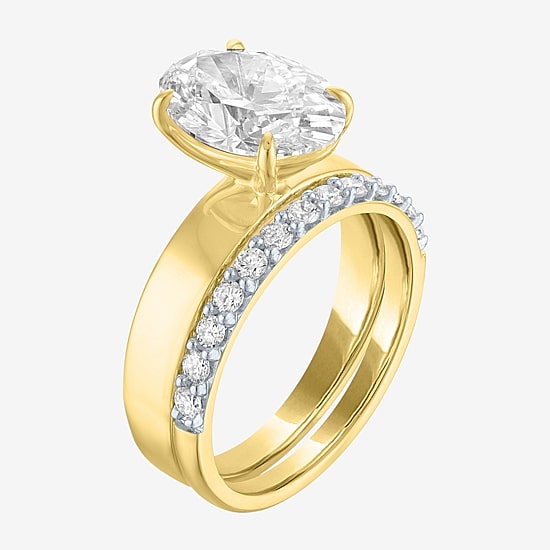 Bridal Addiction (E-F / Vs1-Vs2) Womens 3 1/3 Ct. T.W. Lab Grown White Diamond 10K Gold Oval Solitaire Bridal Set