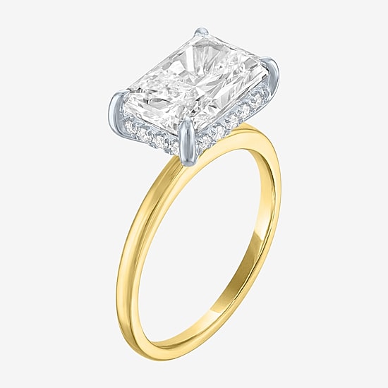 Bridal Addiction (E-F / Vs1-Vs2) Womens 4 1/7 Ct. T.W. Lab Grown White Diamond 14K Gold Rectangular Solitaire Engagement Ring
