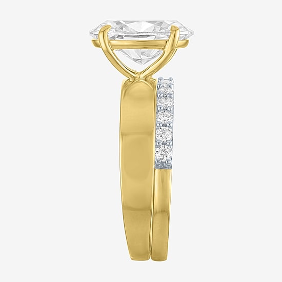 Bridal Addiction (E-F / Vs1-Vs2) Womens 3 1/3 Ct. T.W. Lab Grown White Diamond 10K Gold Oval Solitaire Bridal Set