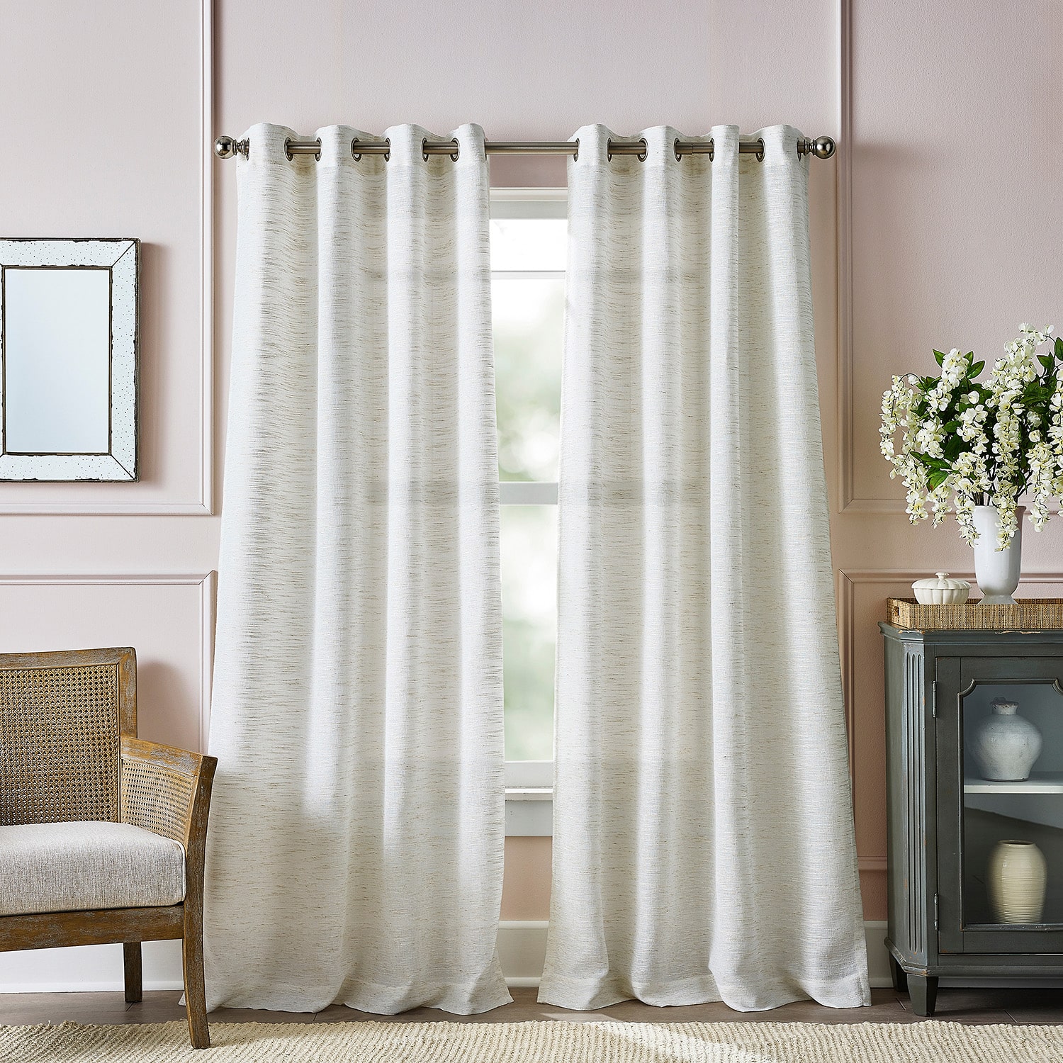 Martha Stewart Harmony Grommet Top Sheer Single Curtain Panel