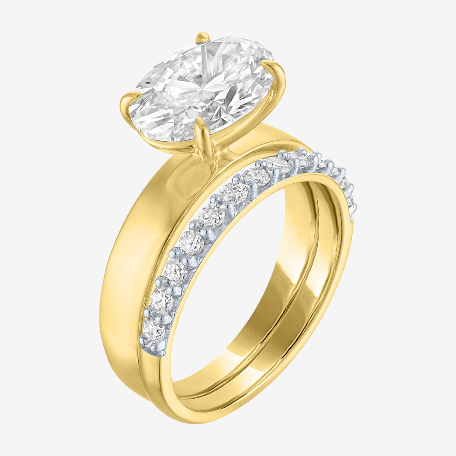 Bridal Addiction (E-F / Vs1-Vs2) Womens 3 1/3 Ct. T.W. Lab Grown White Diamond 10K Gold Oval Solitaire Set