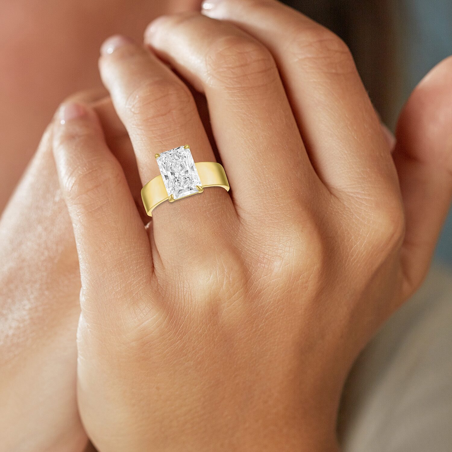 Bridal Addiction (E-F / Vs1-Vs2) Womens 4 CT. Lab Grown White Diamond 14K Gold Rectangular Solitaire Engagement Ring