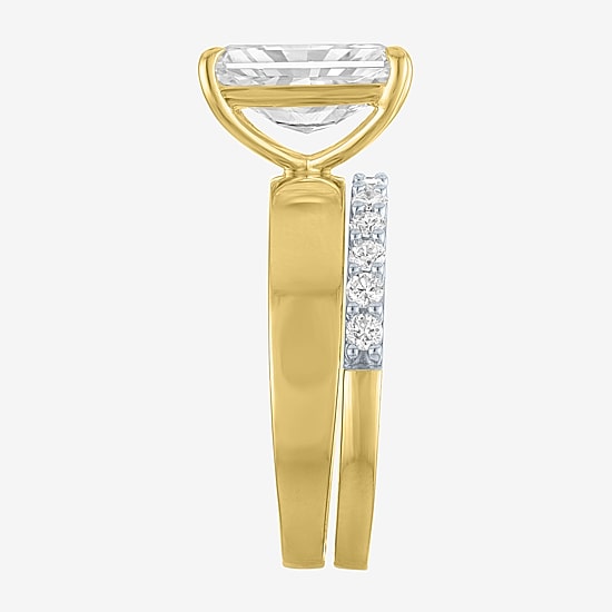Bridal Addiction (E-F / Vs1-Vs2) Womens 3 1/3 Ct. T.W. Lab Grown White Diamond 10K Gold Rectangular Solitaire Bridal Set