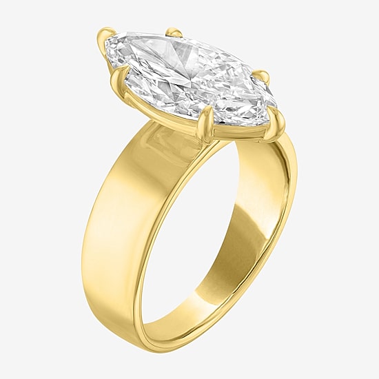 Bridal Addiction (E-F / Vs1-Vs2) Womens 4 CT. Lab Grown White Diamond 14K Gold Marquise Solitaire Engagement Ring
