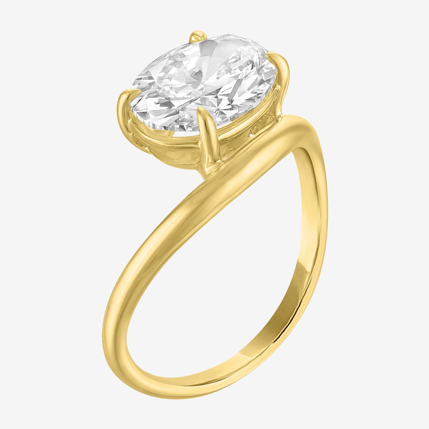 Bridal Addiction (E-F / Vs1-Vs2) Womens 3 CT. Lab Grown White Diamond 14K Gold Oval Solitaire Engagement Ring