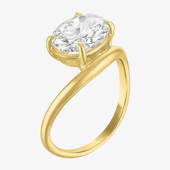 Bridal Addiction (E-F / Vs1-Vs2) Womens 3 CT. Lab Grown White Diamond 14K Gold Oval Solitaire Engagement Ring