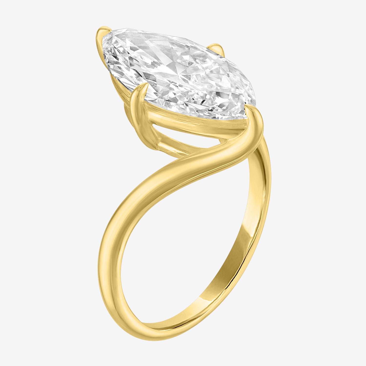 Bridal Addiction (E-F / Vs1-Vs2) Womens 4 CT. Lab Grown White Diamond 14K Gold Marquise Solitaire Engagement Ring