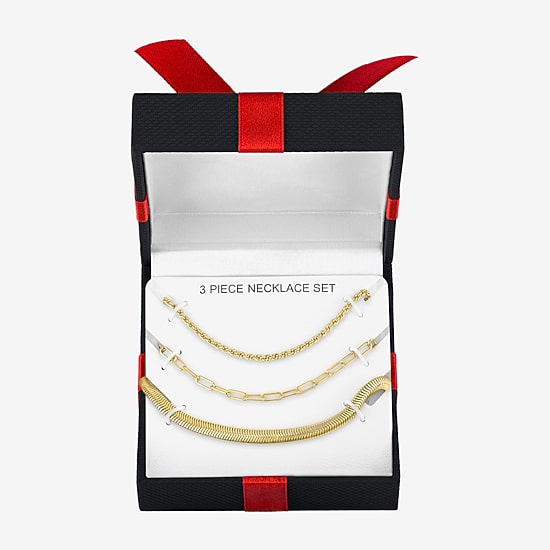 Yes, Please! Womens 14K Gold Over Brass 3-pc. Necklace Set