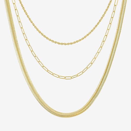 Yes, Please! Womens 14K Gold Over Brass 3-pc. Necklace Set
