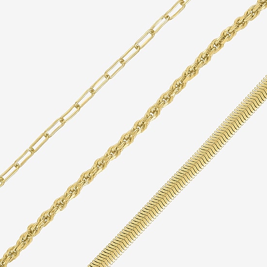 Yes, Please! Womens 14K Gold Over Brass 3-pc. Necklace Set