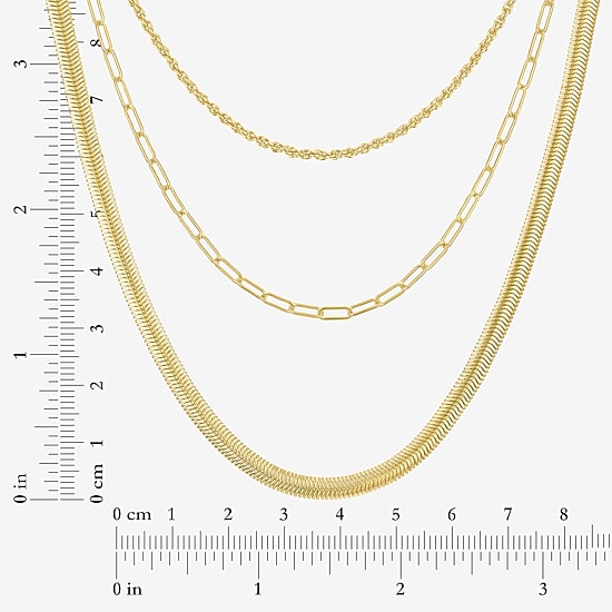 Yes, Please! Womens 14K Gold Over Brass 3-pc. Necklace Set
