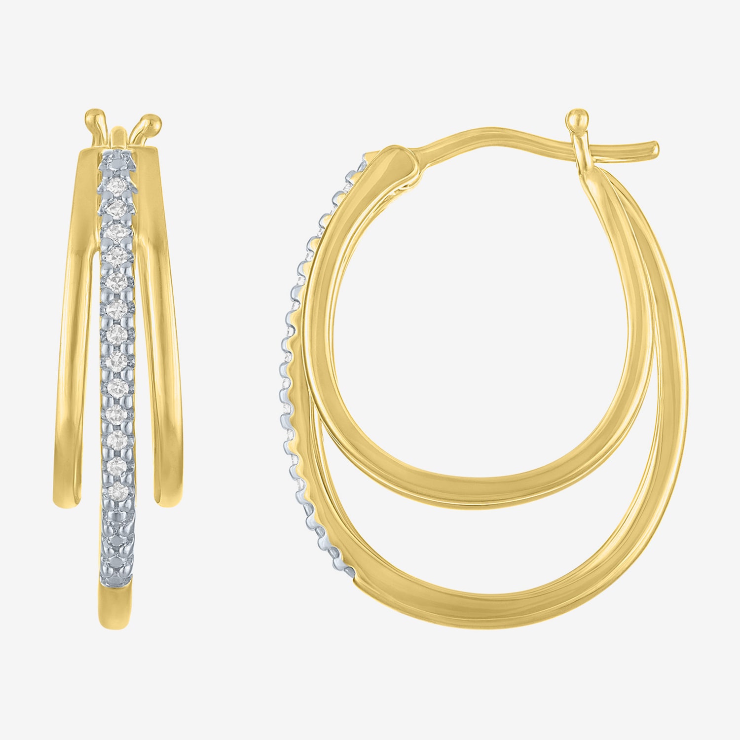 Yes Please! (G-H / Si2-I1) Womens 1/10 CT. T.W. Lab Grown White Diamond 14K Gold Over Brass 23mm Hoop Earrings