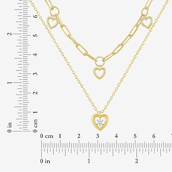 Yes Please! (G-H / Si2-I1) Womens Diamond Accent Lab Grown White Diamond 14K Gold Over Brass Heart 2-pc. Necklace Set