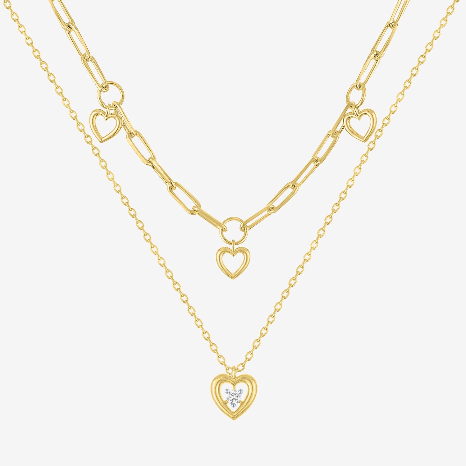 Yes Please! (G-H / Si2-I1) Womens Diamond Accent Lab Grown White Diamond 14K Gold Over Brass Heart 2-pc. Necklace Set