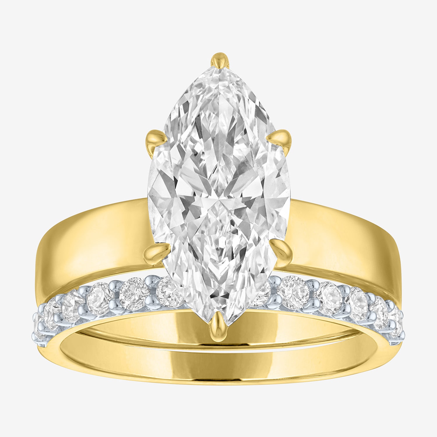 Bridal Addiction (E-F / Vs1-Vs2) Womens 3 1/3 Ct. T.W. Lab Grown White Diamond 10K Gold Marquise Solitaire Set
