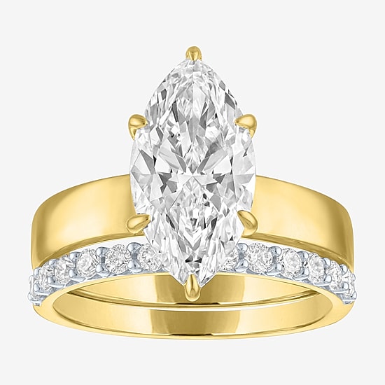 Bridal Addiction (E-F / Vs1-Vs2) Womens 3 1/3 Ct. T.W. Lab Grown White Diamond 10K Gold Marquise Solitaire Bridal Set