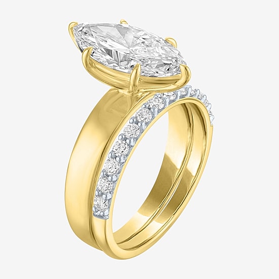 Bridal Addiction (E-F / Vs1-Vs2) Womens 3 1/3 Ct. T.W. Lab Grown White Diamond 10K Gold Marquise Solitaire Bridal Set