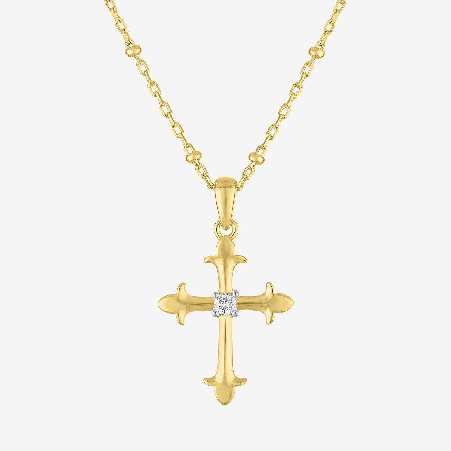 Yes, Please! (G-H / Si2-I1) Womens Diamond Accent Lab Grown White Diamond 14K Gold Over Brass Cross 16 Inch Pendant Necklace