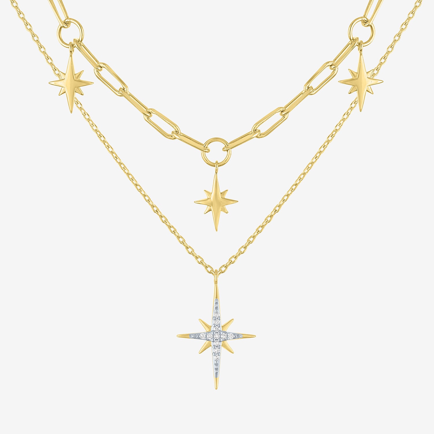 Yes, Please! (G-H / Si2-I1) Womens Diamond Accent Lab Grown White Diamond Star 2-pc. Pendant Necklace Set