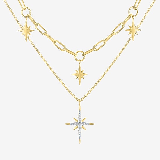 Yes, Please! (G-H / Si2-I1) Womens Diamond Accent Lab Grown White Diamond Star 2-pc. Pendant Necklace Set