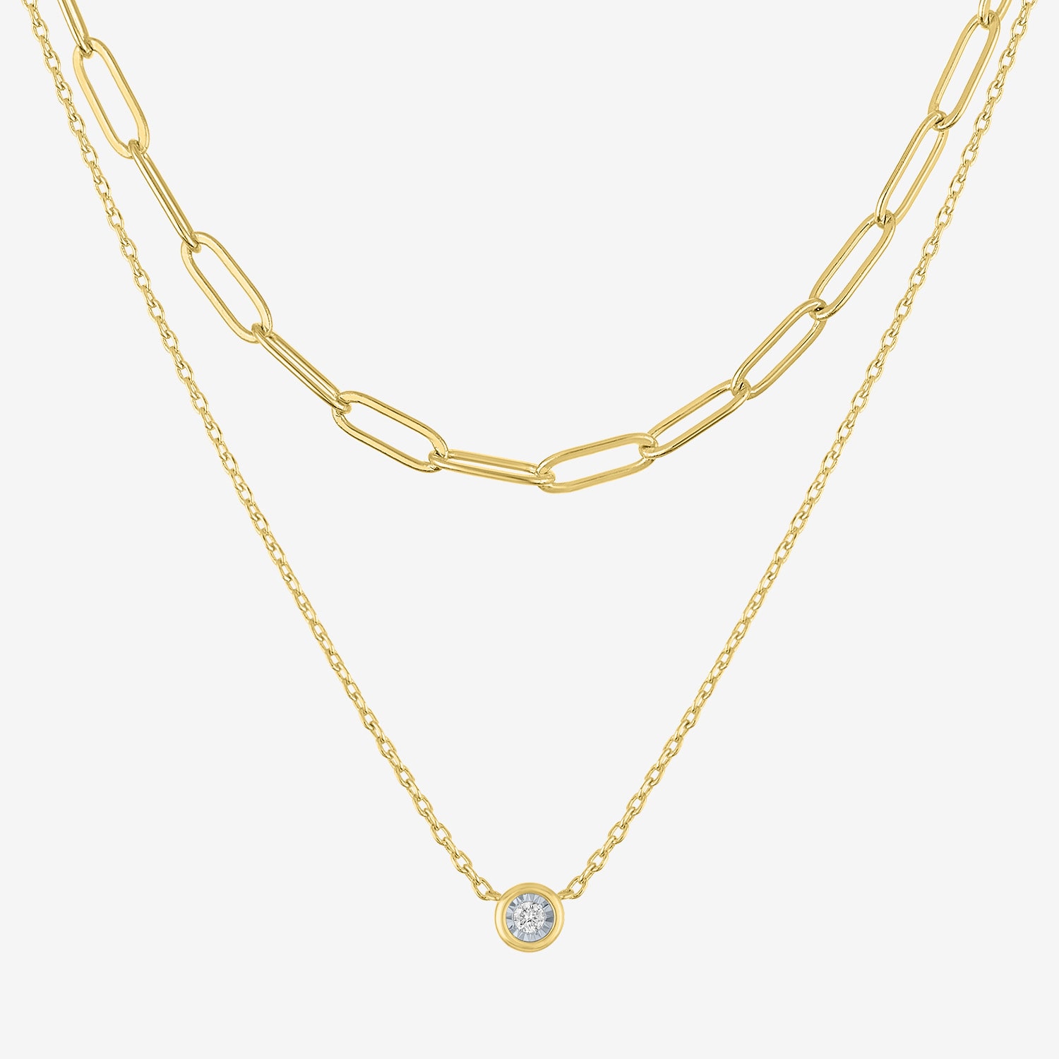 Yes Please! (G-H / Si2-I1) Womens Diamond Accent Lab Grown White Diamond 14K Gold Over Brass 2-pc. Necklace Set