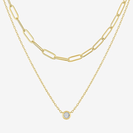 Yes Please! (G-H / Si2-I1) Womens Diamond Accent Lab Grown White Diamond 14K Gold Over Brass 2-pc. Necklace Set