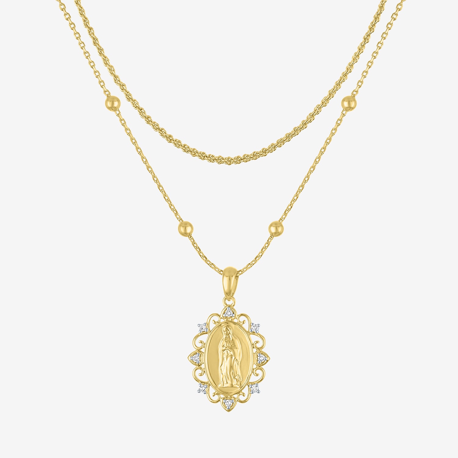Yes Please! (G-H / Si2-I1) Womens Diamond Accent Lab Grown White Diamond 14K Gold Over Brass 2-pc. Necklace Set