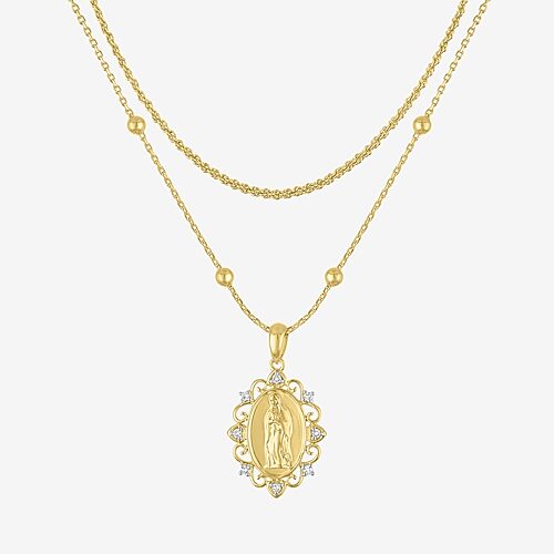 Yes Please! (G-H / Si2-I1) Womens Diamond Accent Lab Grown White Diamond 14K Gold Over Brass 2-pc. Necklace Set, One Size, Yellow