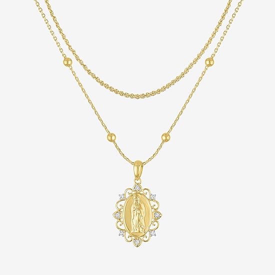 Yes Please! (G-H / Si2-I1) Womens Diamond Accent Lab Grown White Diamond 14K Gold Over Brass 2-pc. Necklace Set