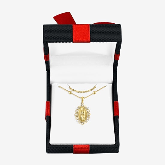 Yes Please! (G-H / Si2-I1) Womens Diamond Accent Lab Grown White Diamond 14K Gold Over Brass 2-pc. Necklace Set