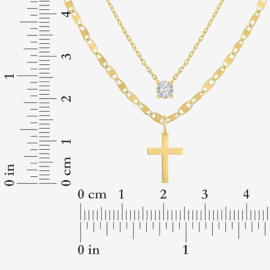 Religious Jewelry Yes, Please! (G-H / Si2-I1) Womens Diamond Accent Lab Grown White Diamond Cross 2-pc. Pendant Necklace Set