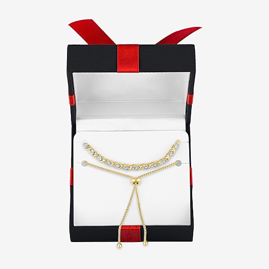 Yes, Please! (G-H / Si2-I1) Womens 1/10 CT. T.W. Lab Grown White Diamond 14K Gold Over Brass Bolo Bracelet