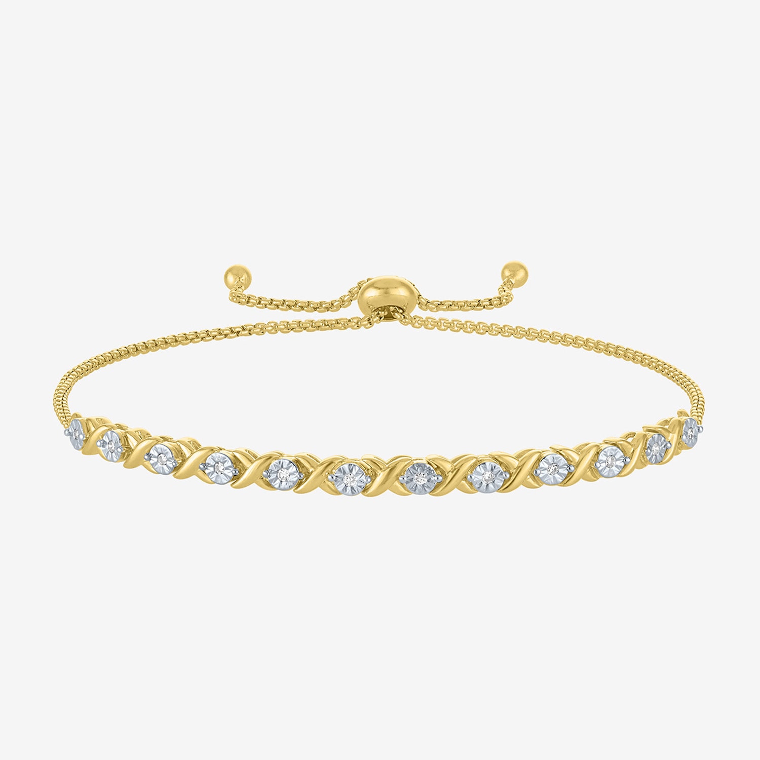 Yes, Please! (G-H / Si2-I1) Womens 1/10 CT. T.W. Lab Grown White Diamond 14K Gold Over Brass Bolo Bracelet