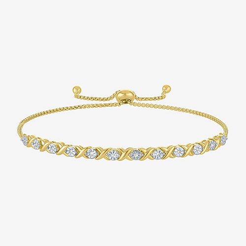 Yes, Please! (G-H / Si2-I1) Womens 1/10 CT. T.W. Lab Grown White Diamond 14K Gold Over Brass Bolo Bracelet, One Size, Yellow