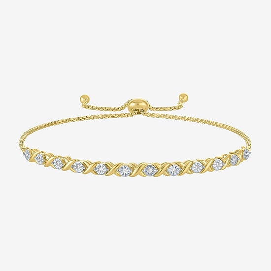 Yes, Please! (G-H / Si2-I1) Womens 1/10 CT. T.W. Lab Grown White Diamond 14K Gold Over Brass Bolo Bracelet