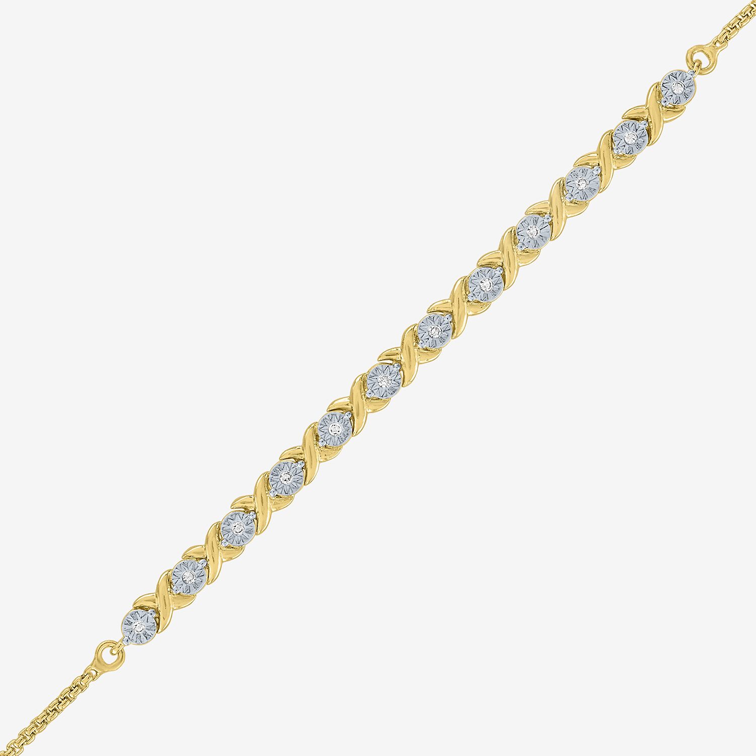 Yes, Please! (G-H / Si2-I1) Womens 1/10 CT. T.W. Lab Grown White Diamond 14K Gold Over Brass Bolo Bracelet