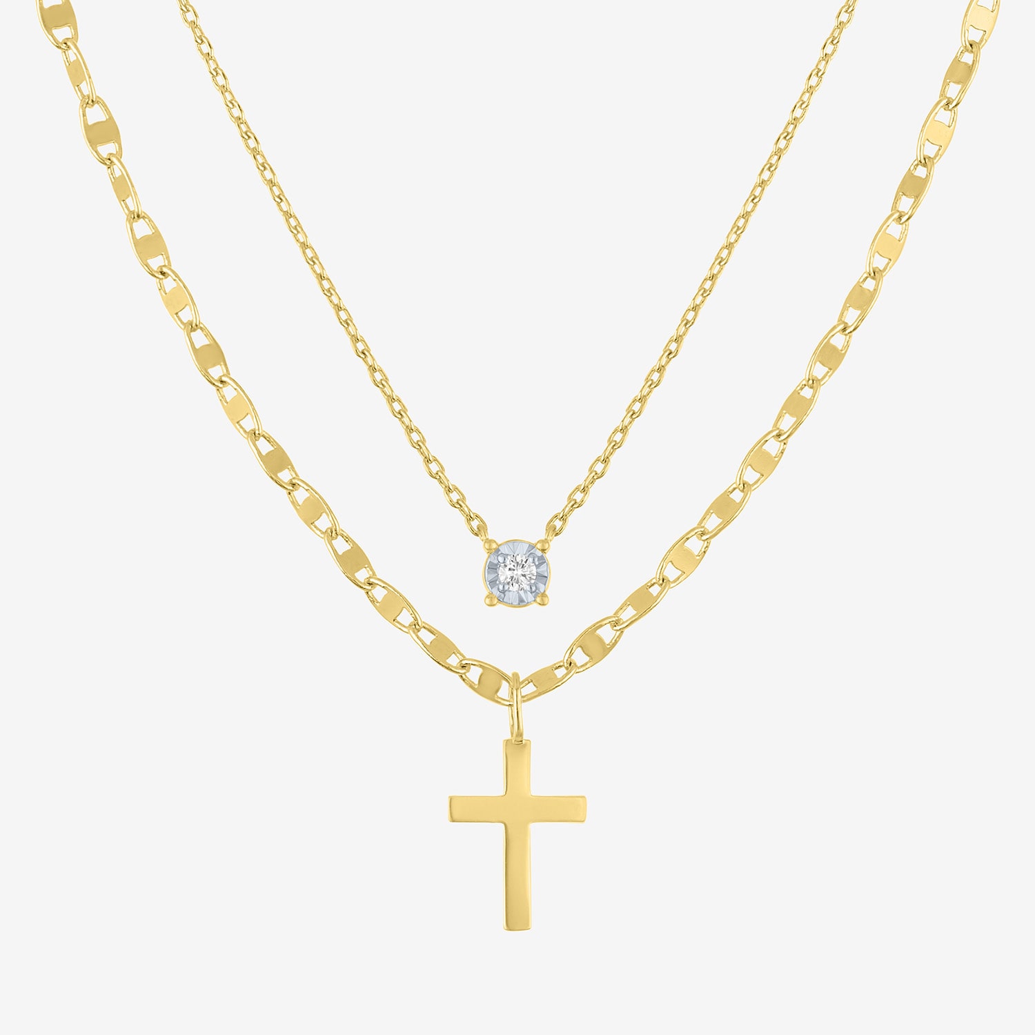 Religious Jewelry Yes, Please! (G-H / Si2-I1) Womens Diamond Accent Lab Grown White Diamond Cross 2-pc. Pendant Necklace Set