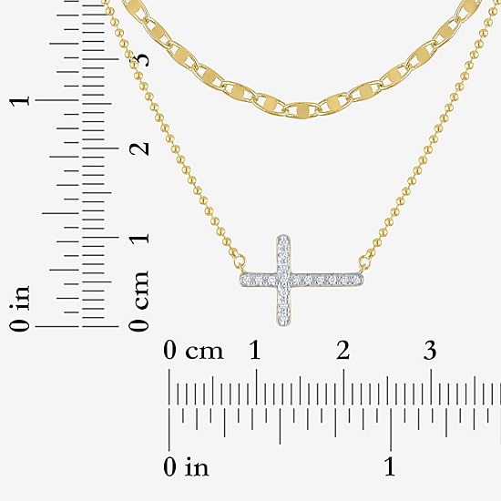 Yes Please! (G-H / Si2-I1) Womens Diamond Accent Lab Grown White Diamond 14K Gold Over Brass Cross 2-pc. Necklace Set