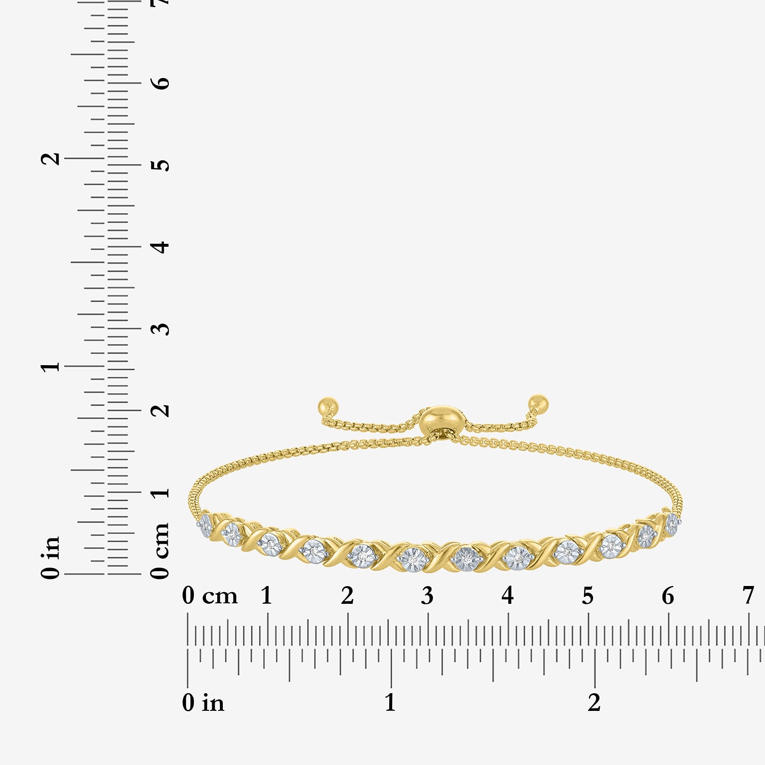 Yes, Please! (G-H / Si2-I1) Womens 1/10 CT. T.W. Lab Grown White Diamond 14K Gold Over Brass Bolo Bracelet