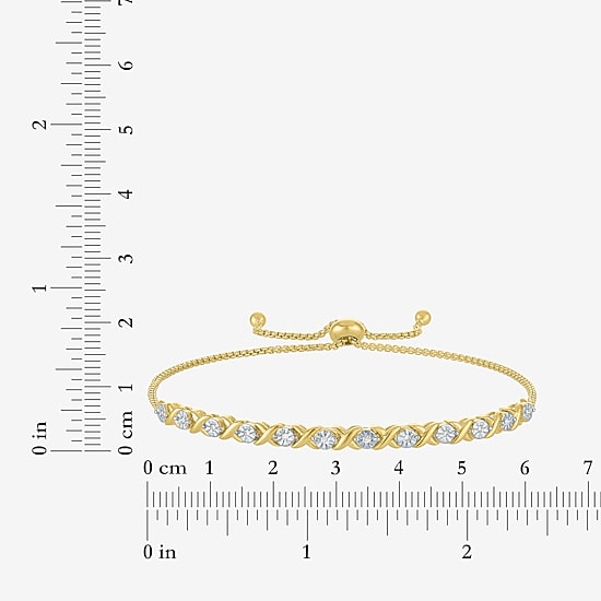 Yes, Please! (G-H / Si2-I1) Womens 1/10 CT. T.W. Lab Grown White Diamond 14K Gold Over Brass Bolo Bracelet