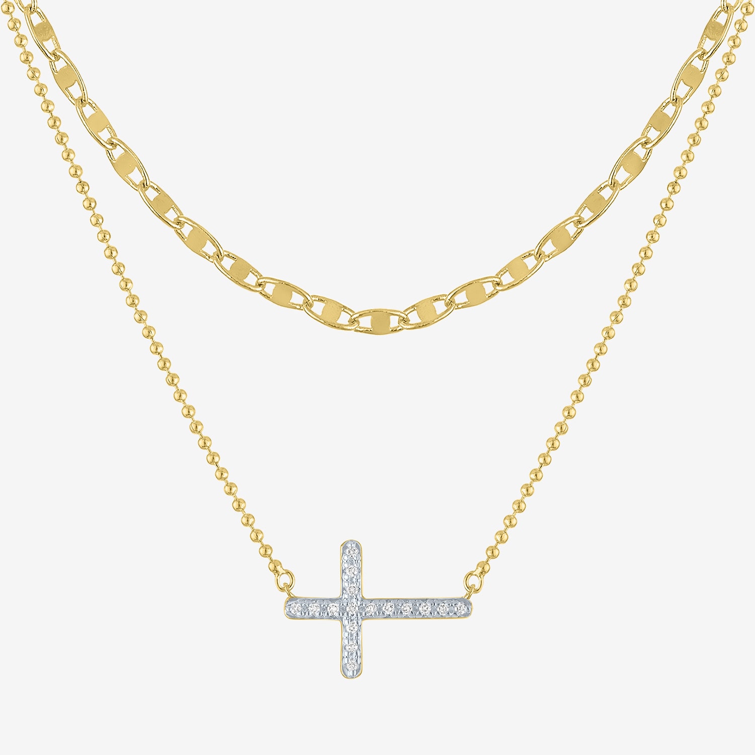 Yes Please! (G-H / Si2-I1) Womens Diamond Accent Lab Grown White Diamond 14K Gold Over Brass Cross 2-pc. Necklace Set