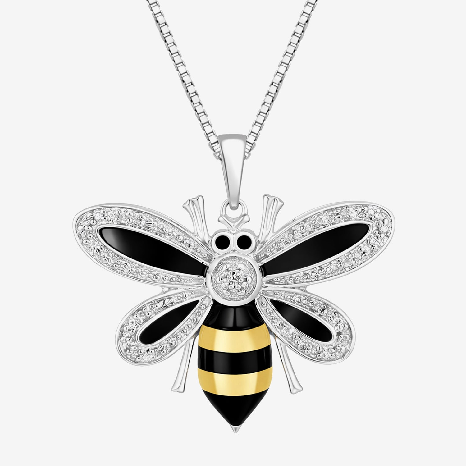 1/10 CT.T.W. Natural Diamond Bee Pendant Necklace